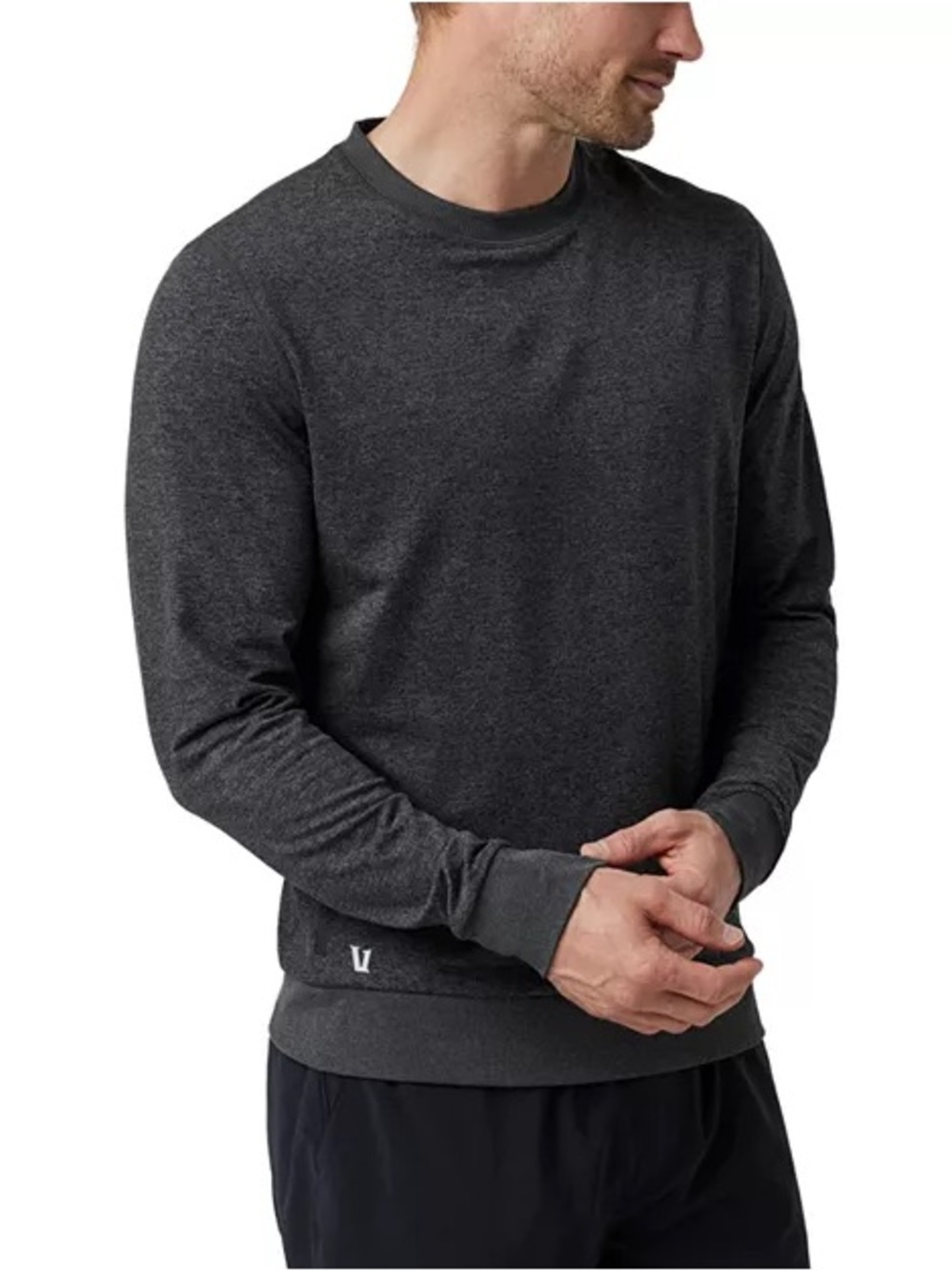 Vuori Ponto Performance Crewneck Sweatshirt Charcoal Grey Heather